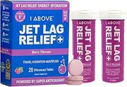 1Above Jet Lag Relief Flight Effervescent Drink Tablets, Super Antioxidant - Pycnogenol, Vitamins and Electrolytes for Travel, Work and Party. 10 count tubes x 2. Berry
