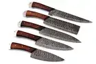 Custom Handmade FORGED DAMASCUS STEEL CHEF KNIFE Set Kitchen Knives with bag