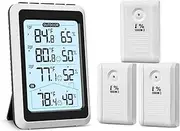 AMIR Wireless Weather Station, Digital Thermometer Hygrometer Indoor Outdoor with 3 Remote Sensors, Max/Min Record, Backlight, Temperature Gauge Humidity Monitor for Patio, Home, Garage, Greenhouse