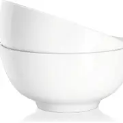 Soup Bowls Cereal Bowls 651ml, Porcelain Serving Salad Bowls, Dishwasher & Microwave Safe, 15cm Straight Bowls Set of 2, White