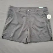 Magellan Shorts Womens 2XL XXL High Rise Chino 5" Inseam Fish Gear Heather Gray