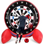 Motionchic Inflatable Giant Kick Darts Games (Over 6ft Tall), Jumbo Outdoor Soccer Target Dartboard with Soccer Balls and Air Pump, Large Kick Game Carnival Games for Yard Family Adults (Red)