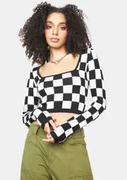 The Punchline Checkered Crop Top