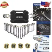 22-Piece Ratcheting Flex-Head Wrench Set with Organizer, Chrome Vanadium Steel