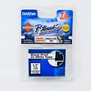Genuine Brother P-Touch Tape Label 1/2" & 3/8" Black Print On White One Tape