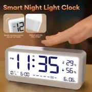 LED Digital Mirror Table Clock Alarm Snooze Display Desktop USB Time Night Light