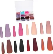 HAPINARY 12 Compartment Frosted Ballet False Nails Kit Solid Colors for DIY Manicure Fake Nail Tips for Salon Look