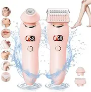 [Hiwoor] 3 in 1 Women's Electric Razor Epilator Bikini Trimmer, SilkGlide Painless Hair Removal for Legs Face Sensitive Skin, Wet and Dry Waterproof Pink Shaver
