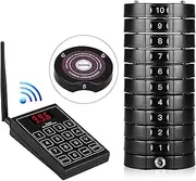 Restaurant Pager System,Restaurant Waiting Buzzers Long Range,10 Pagers,Max 999 Beepers Wireless Calling System,Set with Vibration,Flashing and Buzzer for Truck,Hospital,Clinic,Church,Round