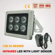 12W Infrared LED IR Light Sensor Camera Security CCTV Lamp DC 12V Power Supply