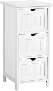 Artiss Bedside Table White Bed Side Tables Storage Dresser Small Narrow Desk Chest of Drawers, with 3 Drawer, Bedroom Living Room Home Furniture Tallboy Lamp Nightstand Bathroom Cabinet in 64cm Height