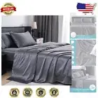 Luxury Satin Sheet Set - 100% Silk Full Size Cooling Sheets, 4pc Dark Grey