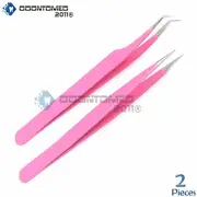ODM 2X Pink Bend Tweezer For Eyelash Extensions Nail Art Nippers