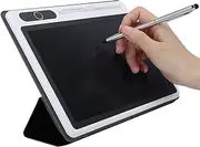 9 Inch LCD Writing Tablet, Electronic Notepad Hand Painting Tool for Work and Study, Business Meetings, Temporary Explanations, No Dust and No Ink (Black (with leather case))
