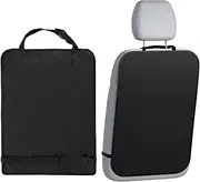 Back Seat Protector for Kids, 2pcs 18x24inch Waterproof Kick Mats Backseat Protector with Elastic Strap, Car Seat Back Protectors for Vehicles to Protect from Dirt, Mud & Scratches