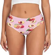 [RPLIFE] Ripe Peaches Green Leaves Soft Pink Womens Brief, Comfort Panty, Stretch Fit Underwear, Womens Underware Size Small, Ripe Peaches Green Leaves Soft Pink, Small