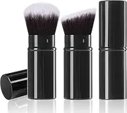 Keriloo Makeup Brush 2 Pack, Retractable Travel Kabuki Powder Makeup Brush, Foundation Face Blush Brushes for Blending Liquid, Blush, Bronzer, Buffing, Sunscreen,Flawless Cosmetics, Black