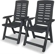 Garden Chair Reclining Garden Chairs 2 pcs Plastic Anthracite Patio Seating