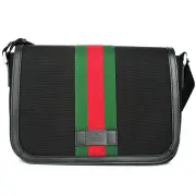Gucci Techno Canvas Web Stripe Black Messenger Bag 630921 Fixed Size