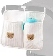 Baby Bedside Storage Bag,2 Pockets Cradle Storage Bag - Nursery Storage, Bedside Organizer, Crib Accessories for Strollers Baby Cribs and Toys