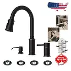 Durable 3-Piece Kitchen Faucet Set - Pull Down Sprayer & Soap Dispenser Included