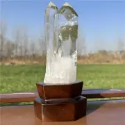 870g Natural Clear Quartz Obelisk Quartz Cystal Point Wand Tower + Stand