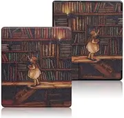 [Almighty] Kindle Oasis Water-Safe PU Leather Cover Case, Only Fits All-New 7” Kindle Oasis （Girl Bookstore）