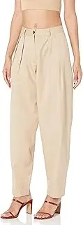 [The Drop] Women's Sharon Loose Fit Pleated Pants, Capers olive