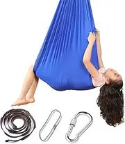 Elastic Silk Aerial Yoga Hammock - Heavy Duty Flying Swing for Yoga, Fitness & Inversion Therapy, Indoor Outdoor Use, 220 LBS Capacity Blue 280 * 100cm