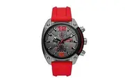 Diesel Overflow Stainless Steel and Silicone Chronograph Men's Watch, Color: Red Model: DZ4481