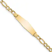 7 Inch 14K Polished Semi-Solid Soft Diamond Shape Figaro Id Bracelet