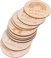 GLSTOY Baby Milestone Cards 13pc Wooden Photo Props New Born Set Monthly Milestone Memory Cards