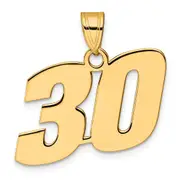 14k Yellow Gold Polished Block Number 30 Pendant