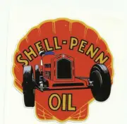 SHELL "PENN - OIL" Sticker / Decal RETRO 50's 60's PETROL SERVICE STATION