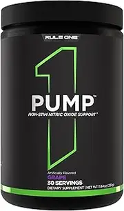 Rule1 R1 Pump Stim-Free Nitric Oxide Support Pre-Workout Powder 330 g, Grape (30 Servings)