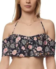 O'NEILL Women's Standard Colleen Flounce Bikini Top, Black, M
