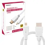 Micro HDMI to Standard HDMI Male Cable 4K for Raspberry Pi 4 (2 Pack)