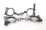 Antique Style lot Of 2 pcs Hand Cuffs and Key Police Jailer 12" Hand Cuff's gift