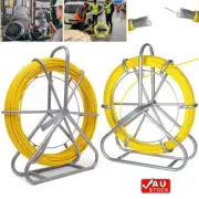 6/8mm x 130M Fish Tape Fiberglass Wire Pipe Puller Cable Running Duct Rodder Rod