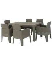 DUKAP Lucca 7pc Dining Set Grey With Beige Cushions