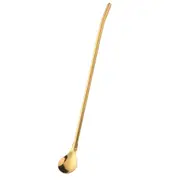 Reusable Bar Tea Party Drinking Straw Bent Filter 2 In 1 Stainless Steel Coffee Spoon