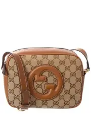 Gucci Blondie Mini Gg Canvas & Leather Camera Bag Women's Beige