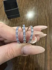 BP "Trio of Sparkle" RBP5515 Size 10 LC Blue Chalcedony Rhodium Plated