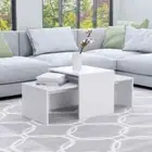 Wooden Coffee Table Set White 100x48x40cm Sofa Lounge Side Storage