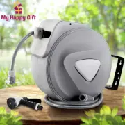 Water Hose Reel 20M Retractable Garden Storage Auto Rewind Spray Gun Wall Mount