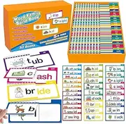30 Read and Rhyme Flip Books, Word Families Flash Cards Set for Kids, Sight Words & ABC Vocabulary Flash Cards, Educational Reading Games
