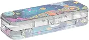 Yoogain Cartoon Cute Color Planet Steam Train Clear Pencil Box Plastic Double Layer Pens Case Hard For Stationery With Snap And Lid
