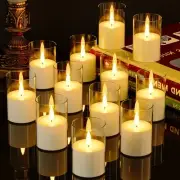 12Pack Flickering Flameless LED Candles with Timer, Battery Powered - Small P...