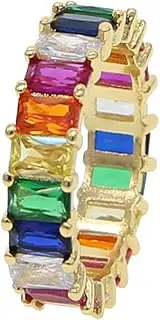 [ATJMLADYJEWELRY] US Size 5 6 7 8 9 Rainbow Pastel Pinky White Baguette Cz Eternity Band Stacking Engagement Ring for Women