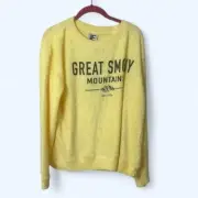NEW boutique Great Smoky Mountains pastel yellow terry cloth sweatshirt Medium